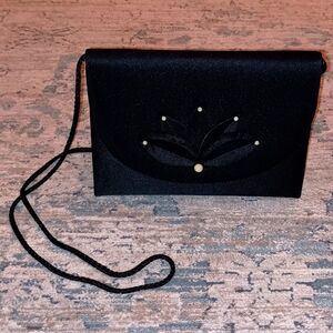 Vintage Black Silk Clutch Shoulder bag